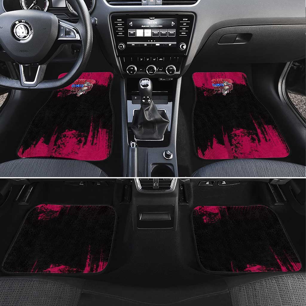 Akaza Demon Slayer Intense Eyes Design Car Mats with Red and Black Grunge Aesthetic and Dynamic Pose - The Mazicc