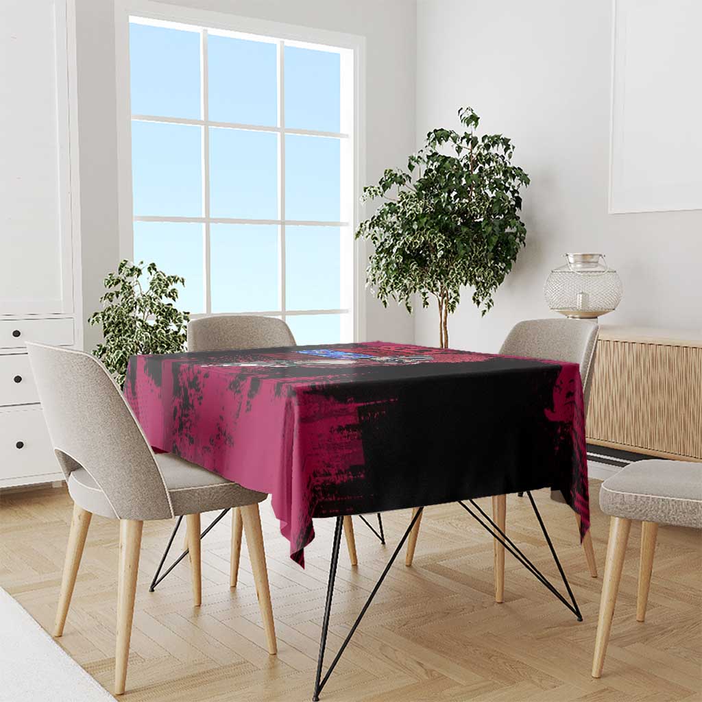 Akaza Demon Slayer Intense Eyes Design Tablecloth with Red and Black Grunge Aesthetic and Dynamic Pose - The Mazicc