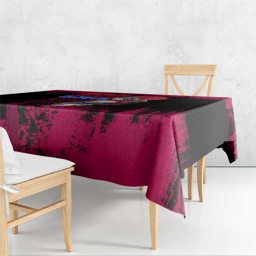 Akaza Demon Slayer Intense Eyes Design Tablecloth with Red and Black Grunge Aesthetic and Dynamic Pose - The Mazicc