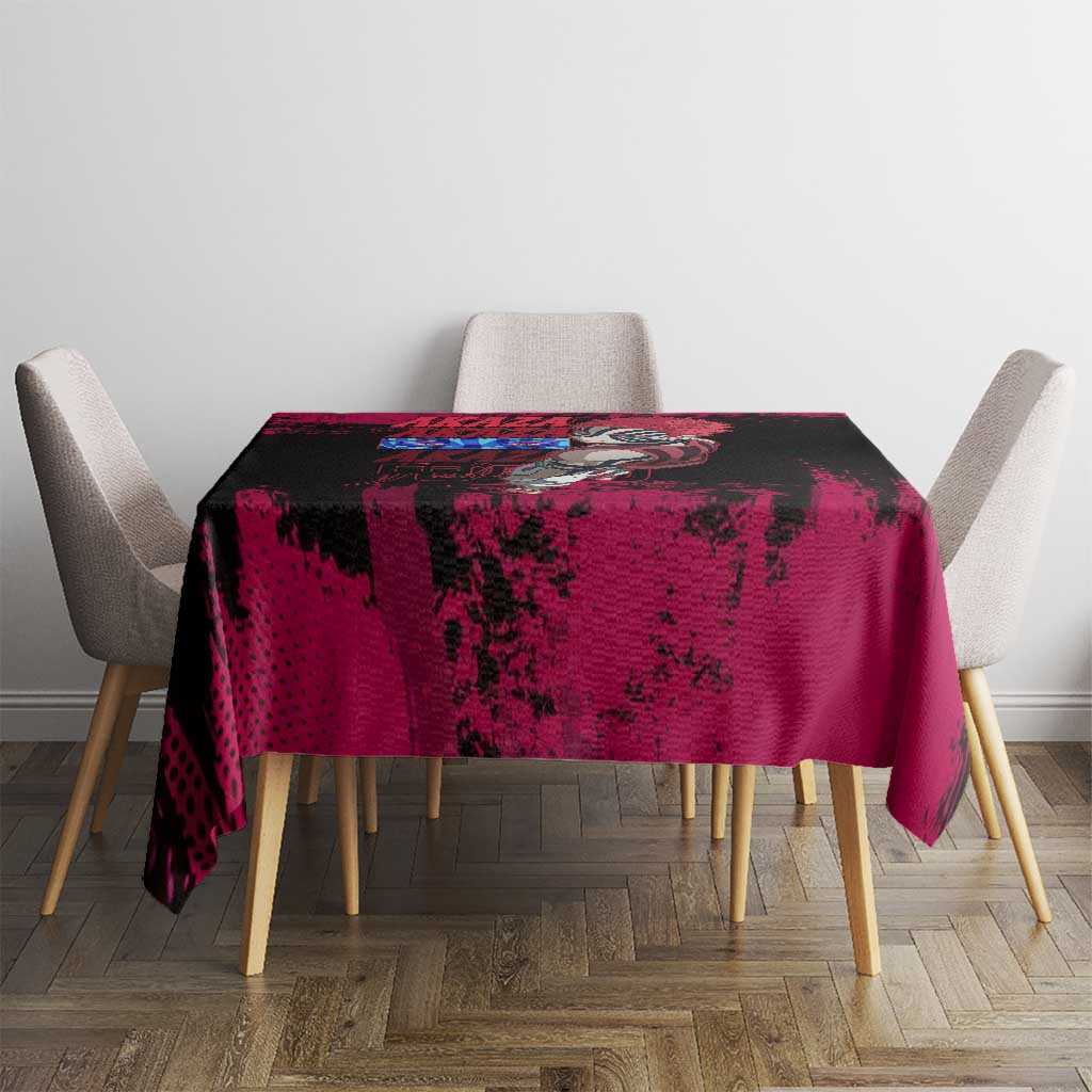 Akaza Demon Slayer Intense Eyes Design Tablecloth with Red and Black Grunge Aesthetic and Dynamic Pose - The Mazicc