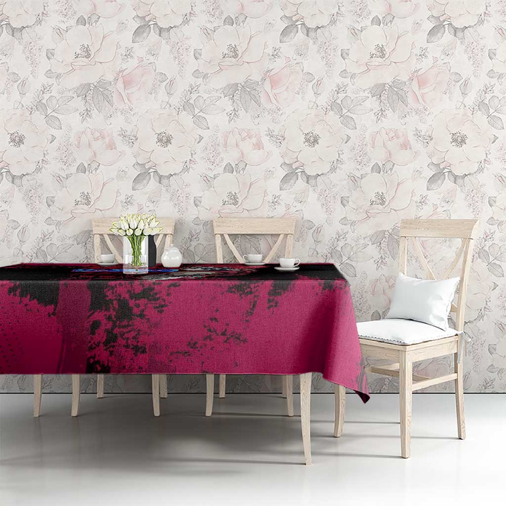 Akaza Demon Slayer Intense Eyes Design Tablecloth with Red and Black Grunge Aesthetic and Dynamic Pose - The Mazicc