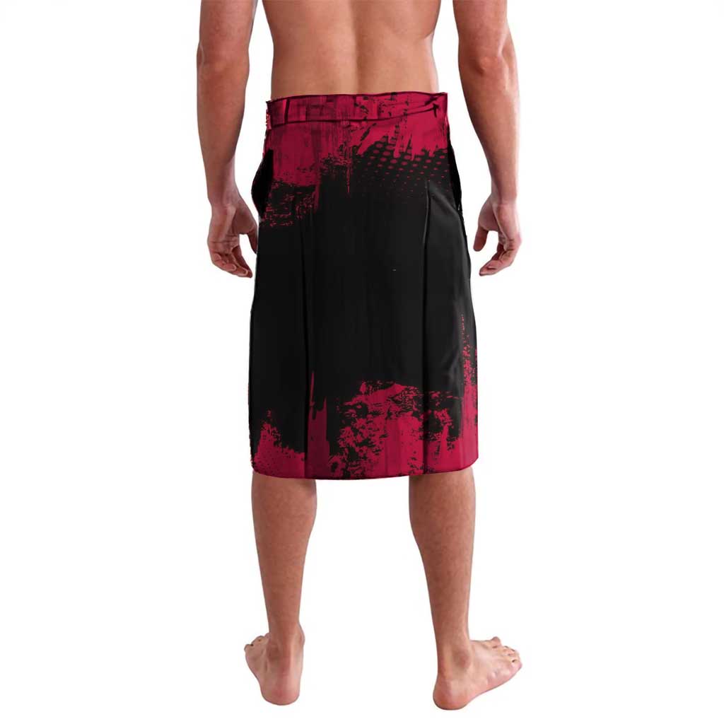 Tengen Uzui Demon Slayer Flashy Red Grunge Design Lavalava with Eye Detail and Dual Sword Pose - The Mazicc
