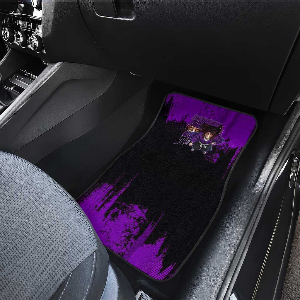 Kokushibo Demon Slayer Purple Grunge Design Car Mats with Six Eyes Detail and Sword Pose - The Mazicc
