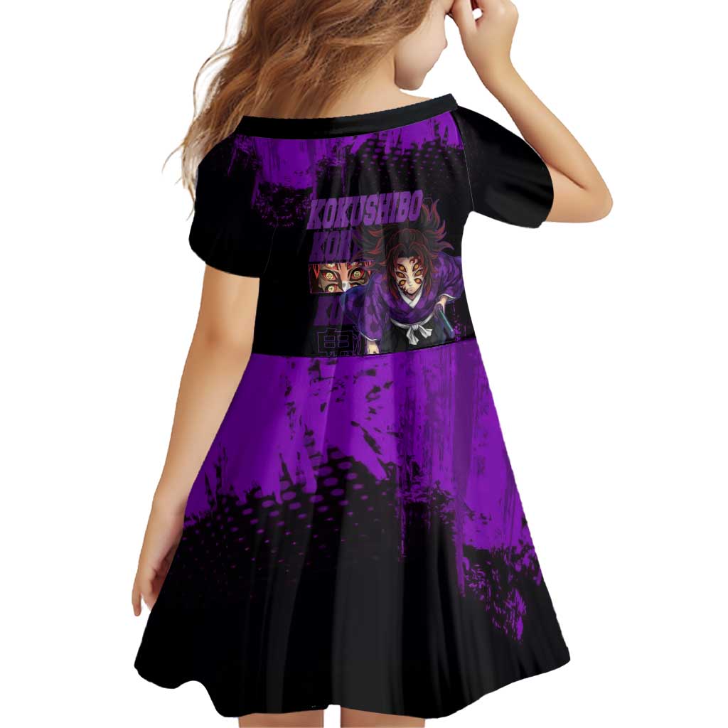 Kokushibo Demon Slayer Purple Grunge Design Family Matching Puletasi and Hawaiian Shirt with Six Eyes Detail and Sword Pose