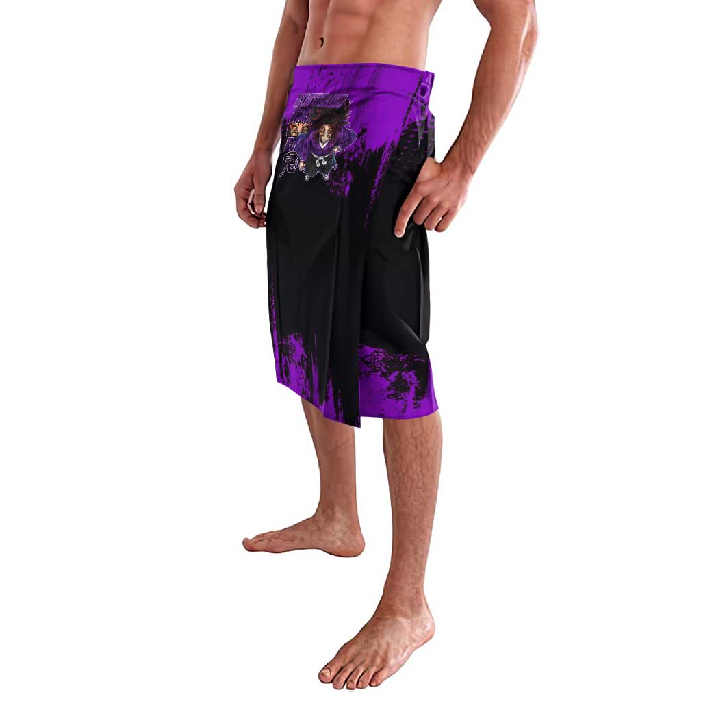 Kokushibo Demon Slayer Purple Grunge Design Lavalava with Six Eyes Detail and Sword Pose - The Mazicc