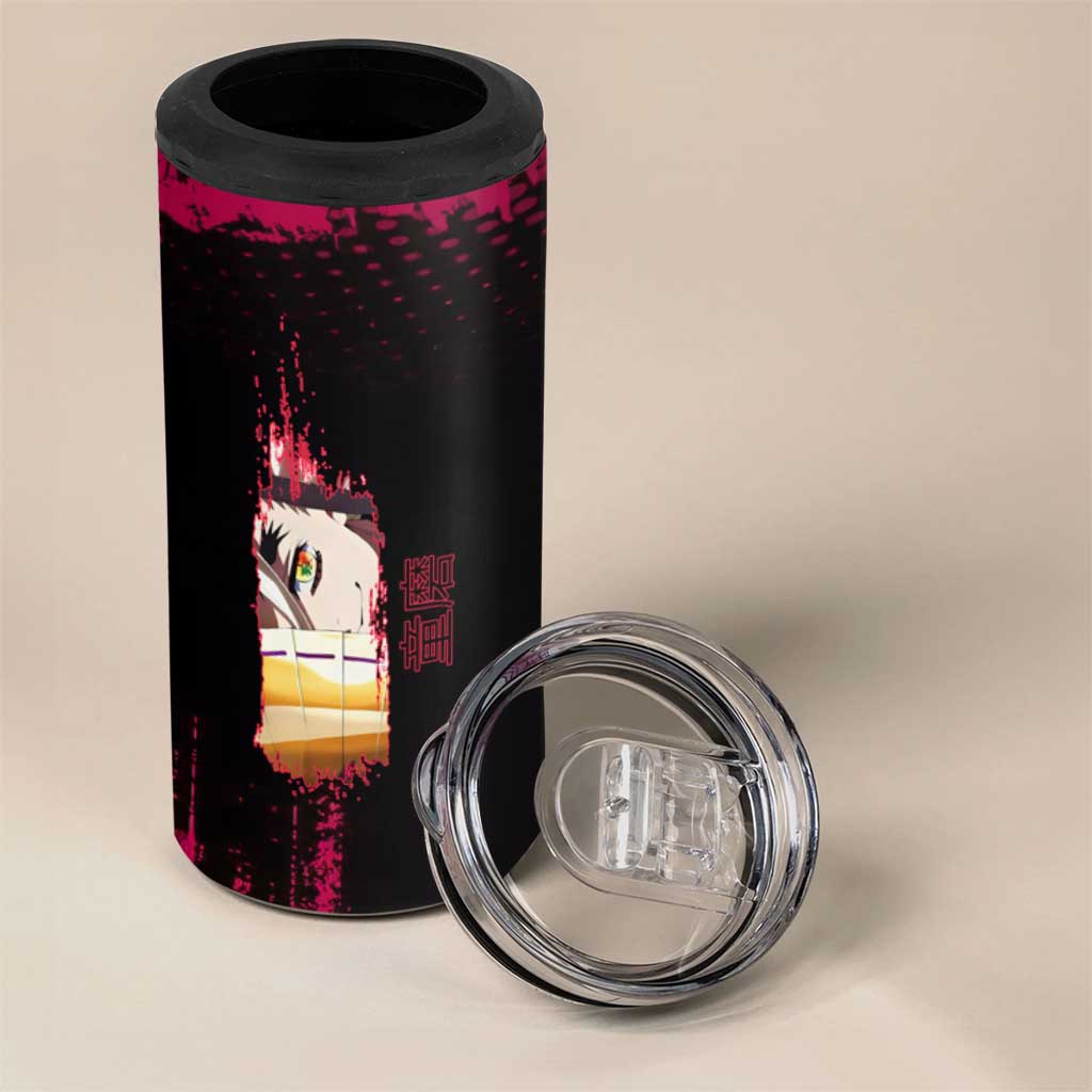Douma Demon Slayer Red Grunge Design 4 in 1 Can Cooler Tumbler with Fan Pose and Piercing Eyes Detail - The Mazicc