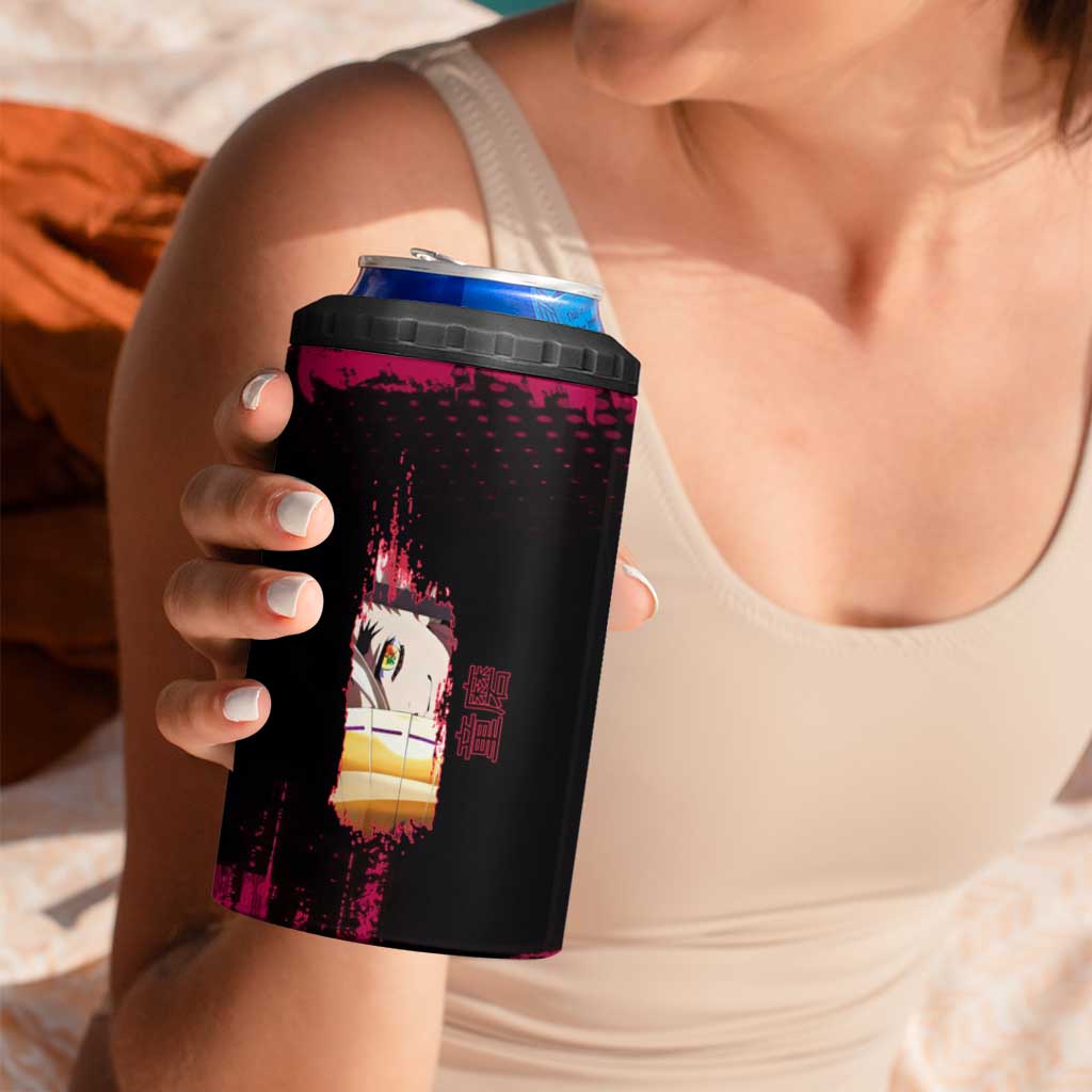 Douma Demon Slayer Red Grunge Design 4 in 1 Can Cooler Tumbler with Fan Pose and Piercing Eyes Detail - The Mazicc