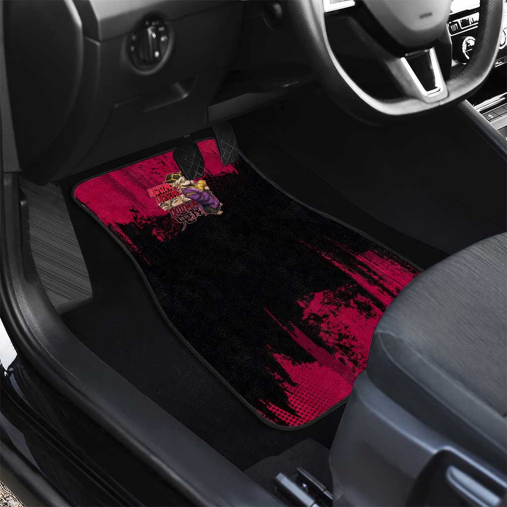 Douma Demon Slayer Red Grunge Design Car Mats with Fan Pose and Piercing Eyes Detail - The Mazicc