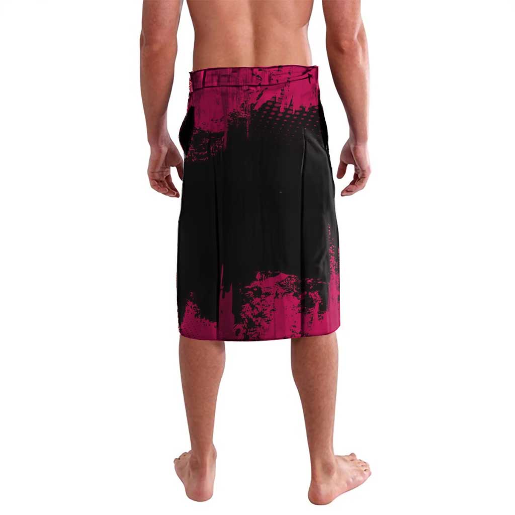 Douma Demon Slayer Red Grunge Design Lavalava with Fan Pose and Piercing Eyes Detail - The Mazicc