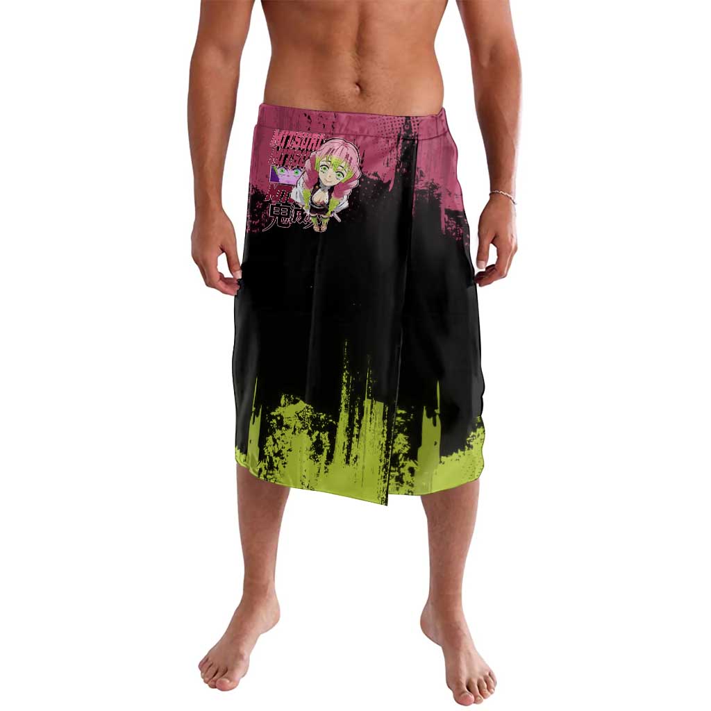 Mitsuri Kanroji Demon Slayer Pink and Green Grunge Design Lavalava with Heart Eyes and Playful Pose - The Mazicc
