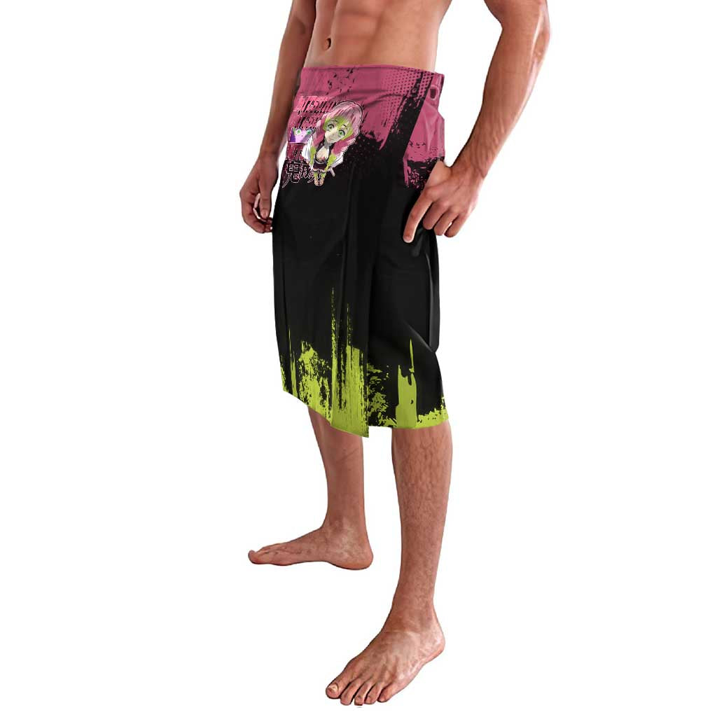 Mitsuri Kanroji Demon Slayer Pink and Green Grunge Design Lavalava with Heart Eyes and Playful Pose - The Mazicc