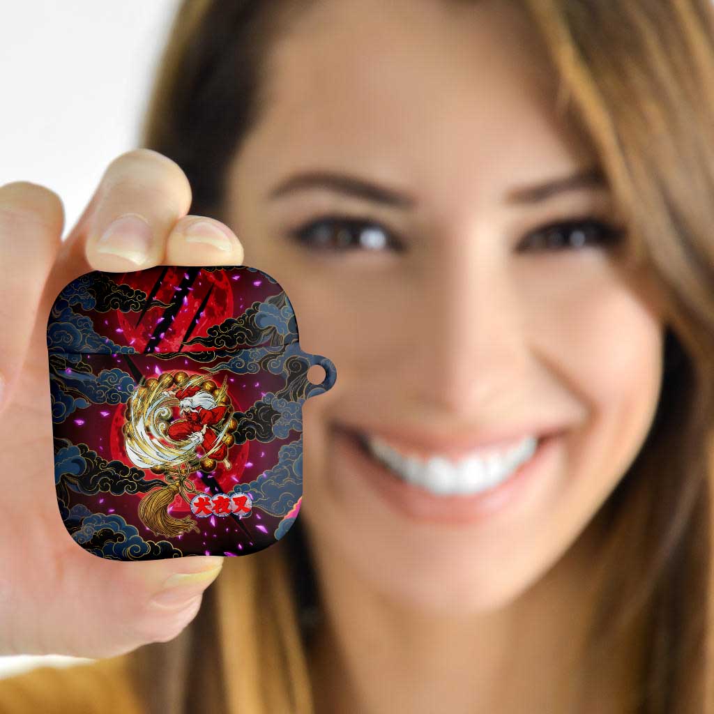 Inuyasha Demon Slayer Warrior AirPods Case Japanese Tattoo Art Style with Fiery Claw Marks