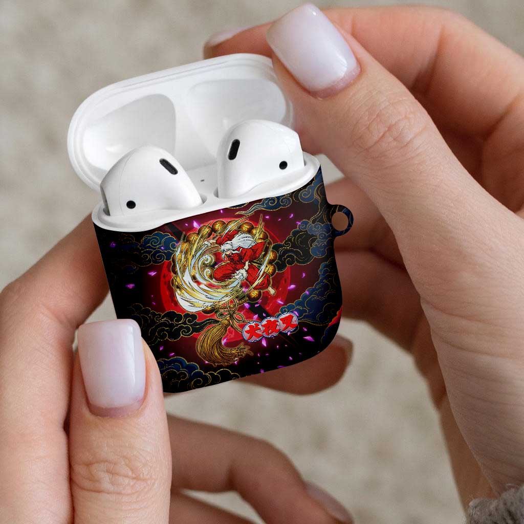 Inuyasha Demon Slayer Warrior AirPods Case Japanese Tattoo Art Style with Fiery Claw Marks