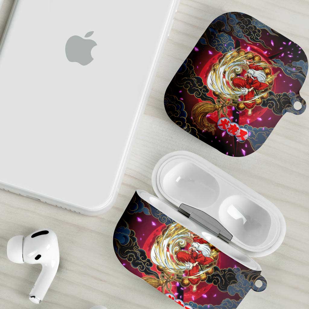 Inuyasha Demon Slayer Warrior AirPods Case Japanese Tattoo Art Style with Fiery Claw Marks
