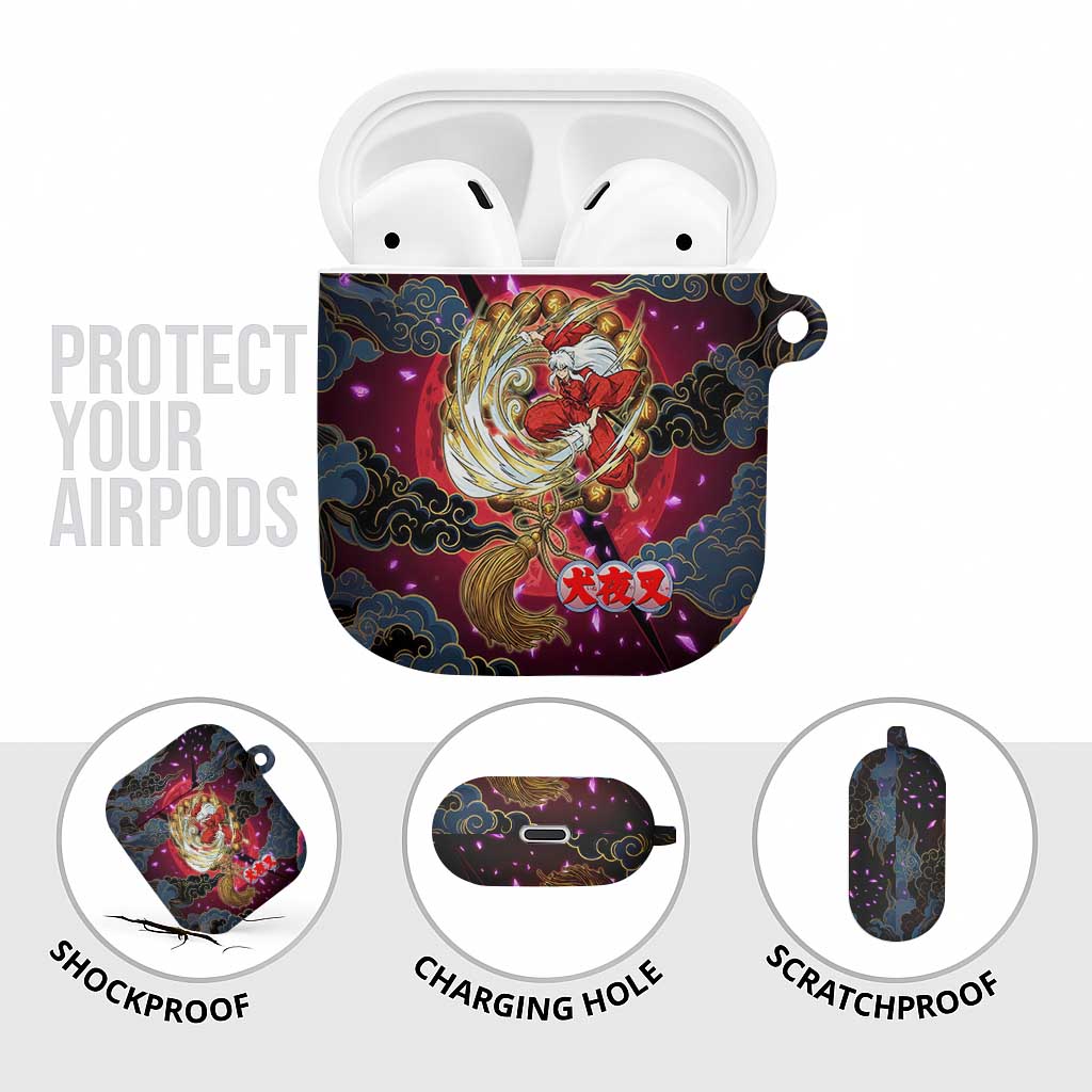 Inuyasha Demon Slayer Warrior AirPods Case Japanese Tattoo Art Style with Fiery Claw Marks