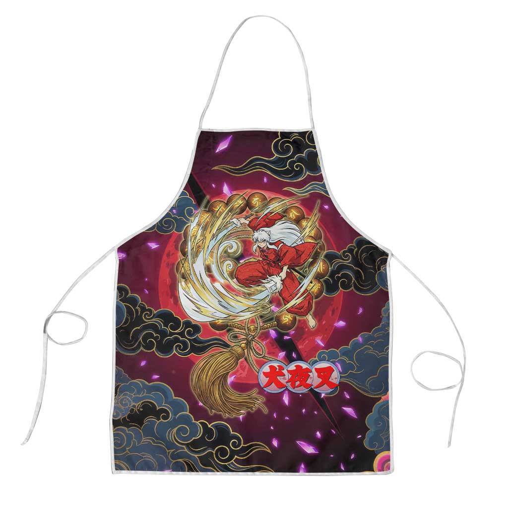 Inuyasha Demon Slayer Warrior Apron Japanese Tattoo Art Style with Fiery Claw Marks
