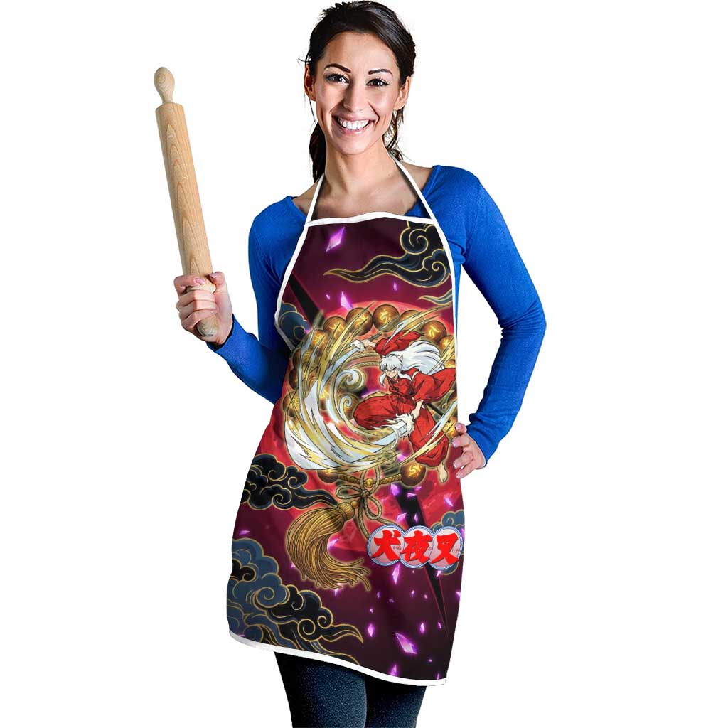 Inuyasha Demon Slayer Warrior Apron Japanese Tattoo Art Style with Fiery Claw Marks