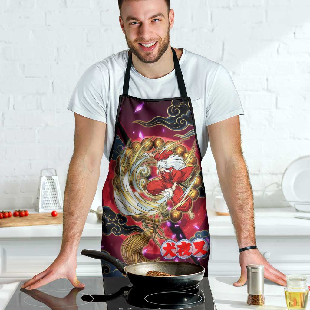 Inuyasha Demon Slayer Warrior Apron Japanese Tattoo Art Style with Fiery Claw Marks