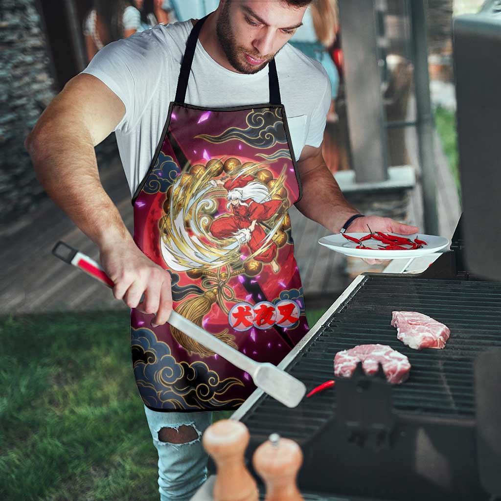 Inuyasha Demon Slayer Warrior Apron Japanese Tattoo Art Style with Fiery Claw Marks