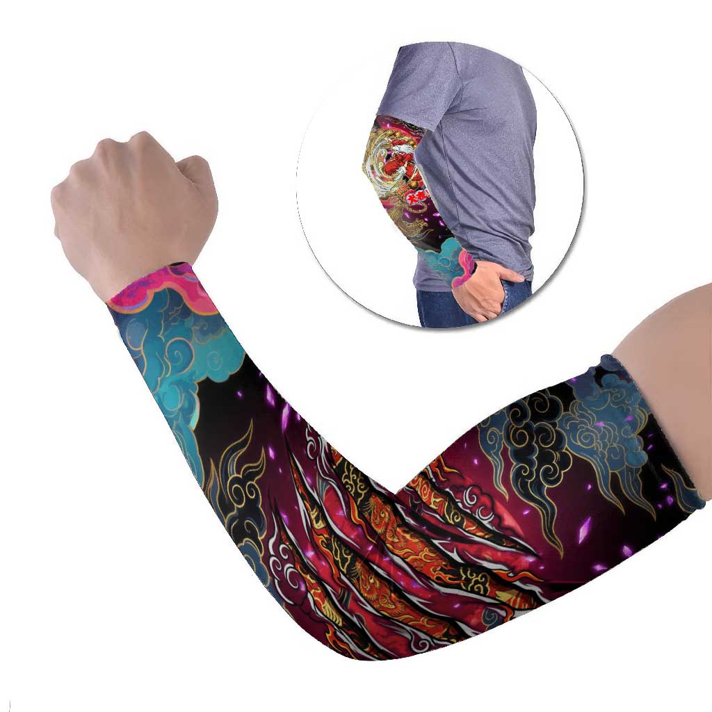 Inuyasha Demon Slayer Warrior Arm Sleeves Japanese Tattoo Art Style with Fiery Claw Marks