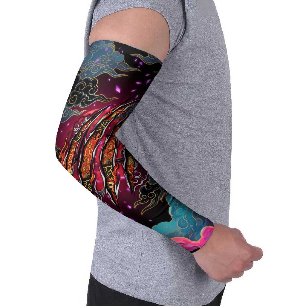 Inuyasha Demon Slayer Warrior Arm Sleeves Japanese Tattoo Art Style with Fiery Claw Marks