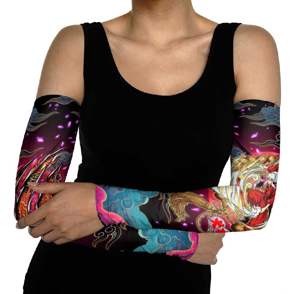 Inuyasha Demon Slayer Warrior Arm Sleeves Japanese Tattoo Art Style with Fiery Claw Marks