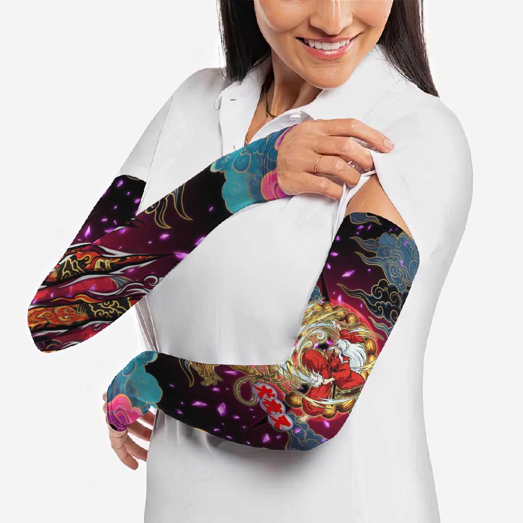 Inuyasha Demon Slayer Warrior Arm Sleeves Japanese Tattoo Art Style with Fiery Claw Marks