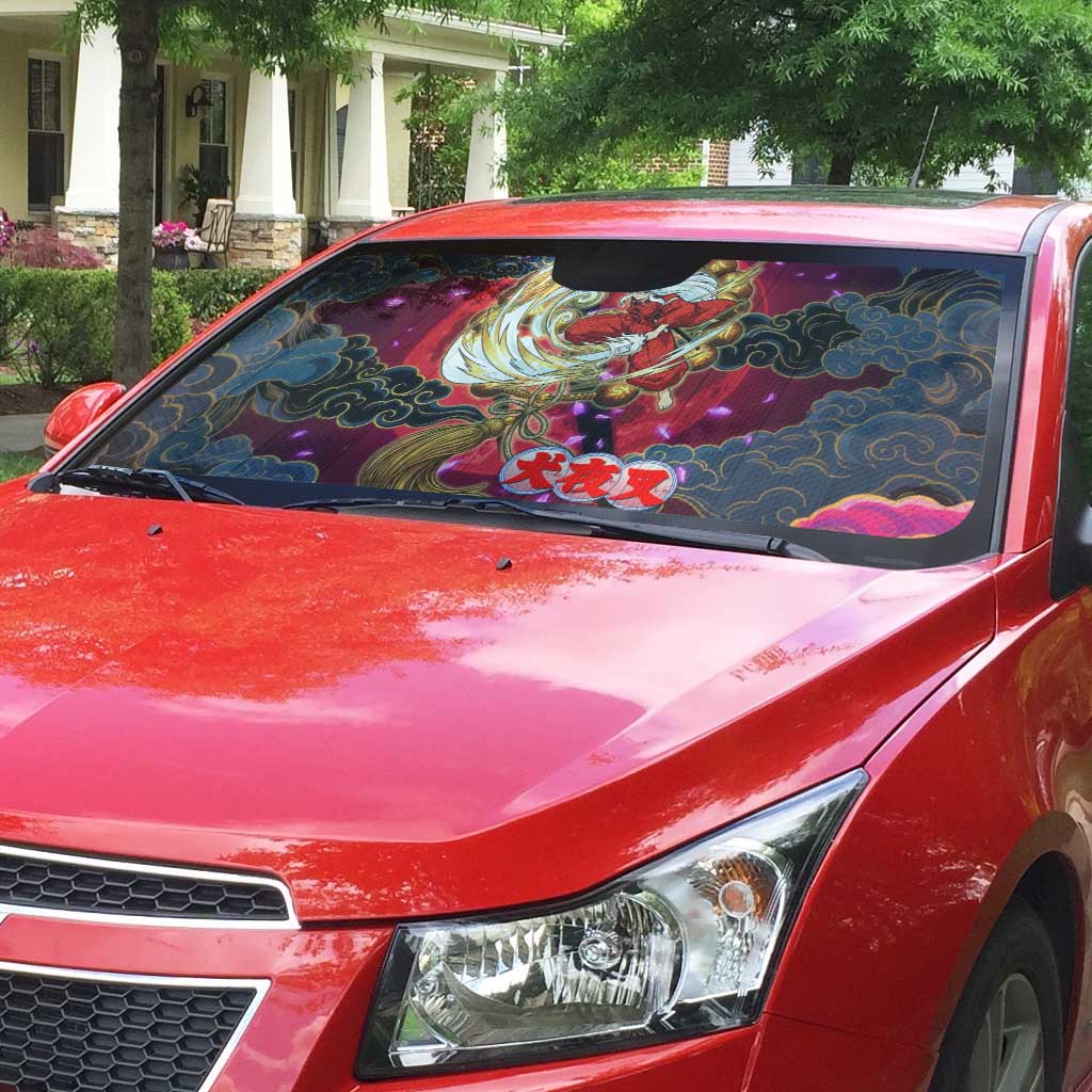 Inuyasha Demon Slayer Warrior Auto Sun Shade Japanese Tattoo Art Style with Fiery Claw Marks