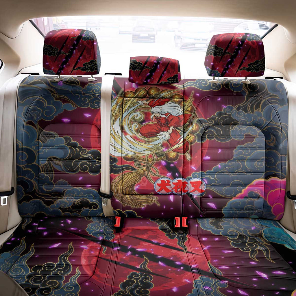 Inuyasha Demon Slayer Warrior Back Car Seat Cover Japanese Tattoo Art Style with Fiery Claw Marks