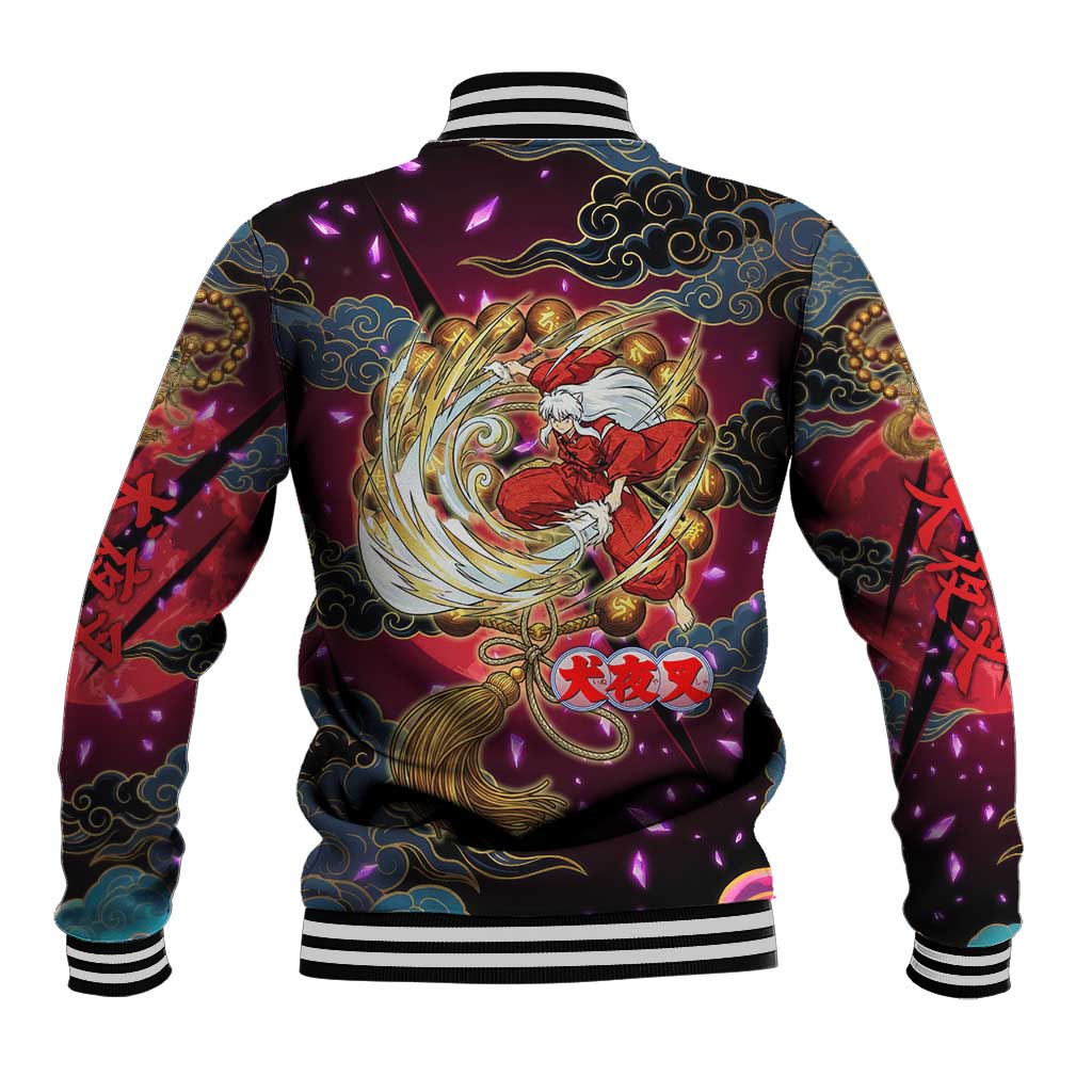 Inuyasha Demon Slayer Warrior Baseball Jacket Japanese Tattoo Art Style with Fiery Claw Marks
