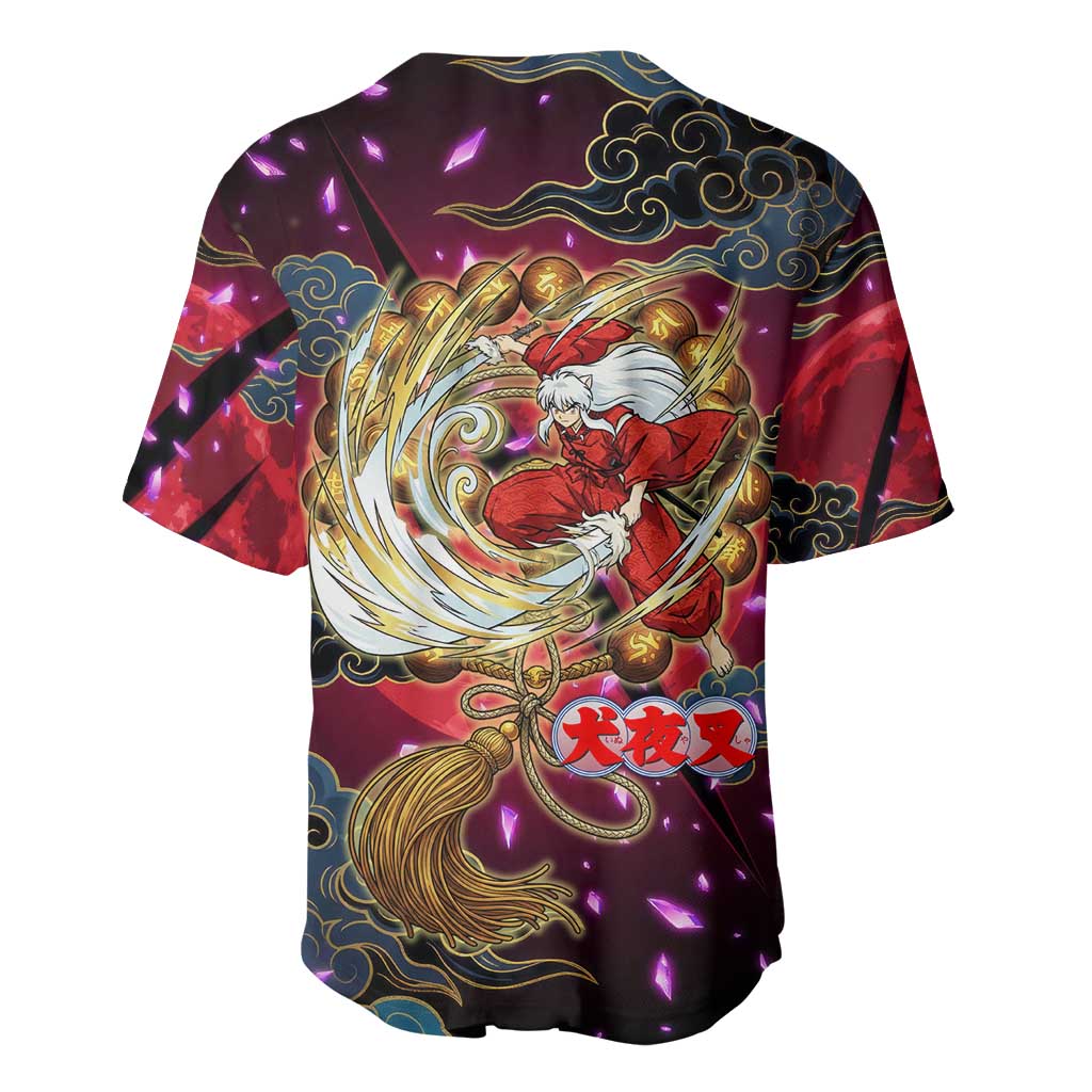 Inuyasha Demon Slayer Warrior Baseball Jersey Japanese Tattoo Art Style with Fiery Claw Marks