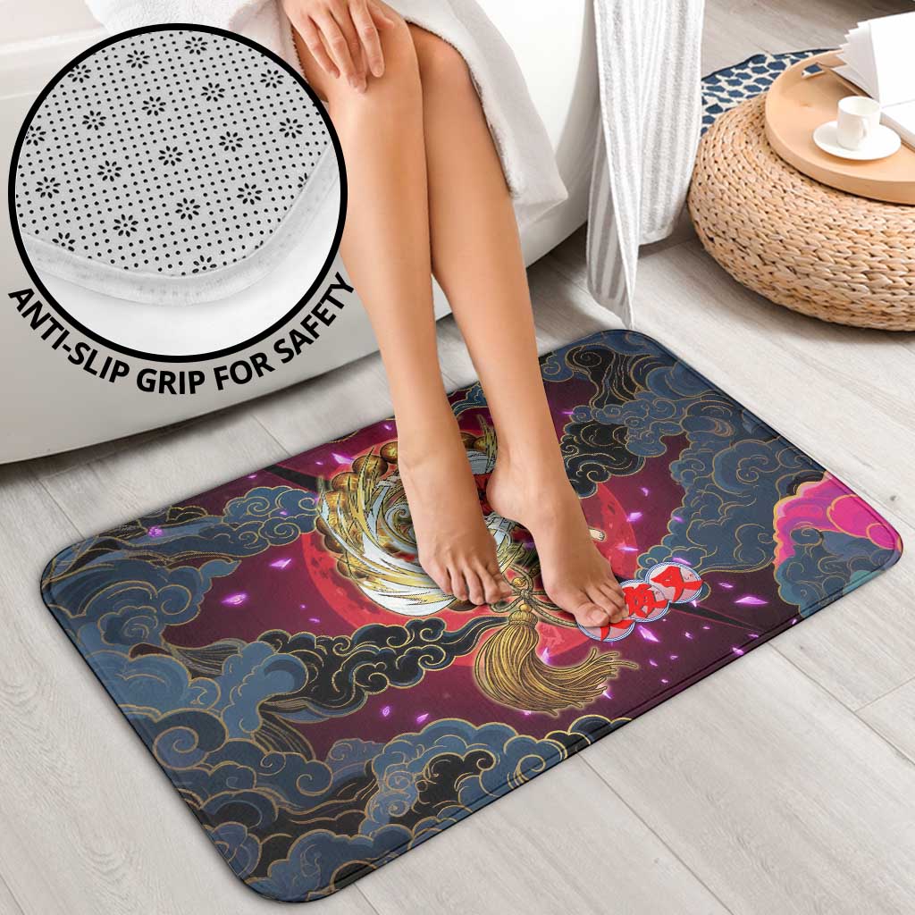 Inuyasha Demon Slayer Warrior Bathroom Set Japanese Tattoo Art Style with Fiery Claw Marks