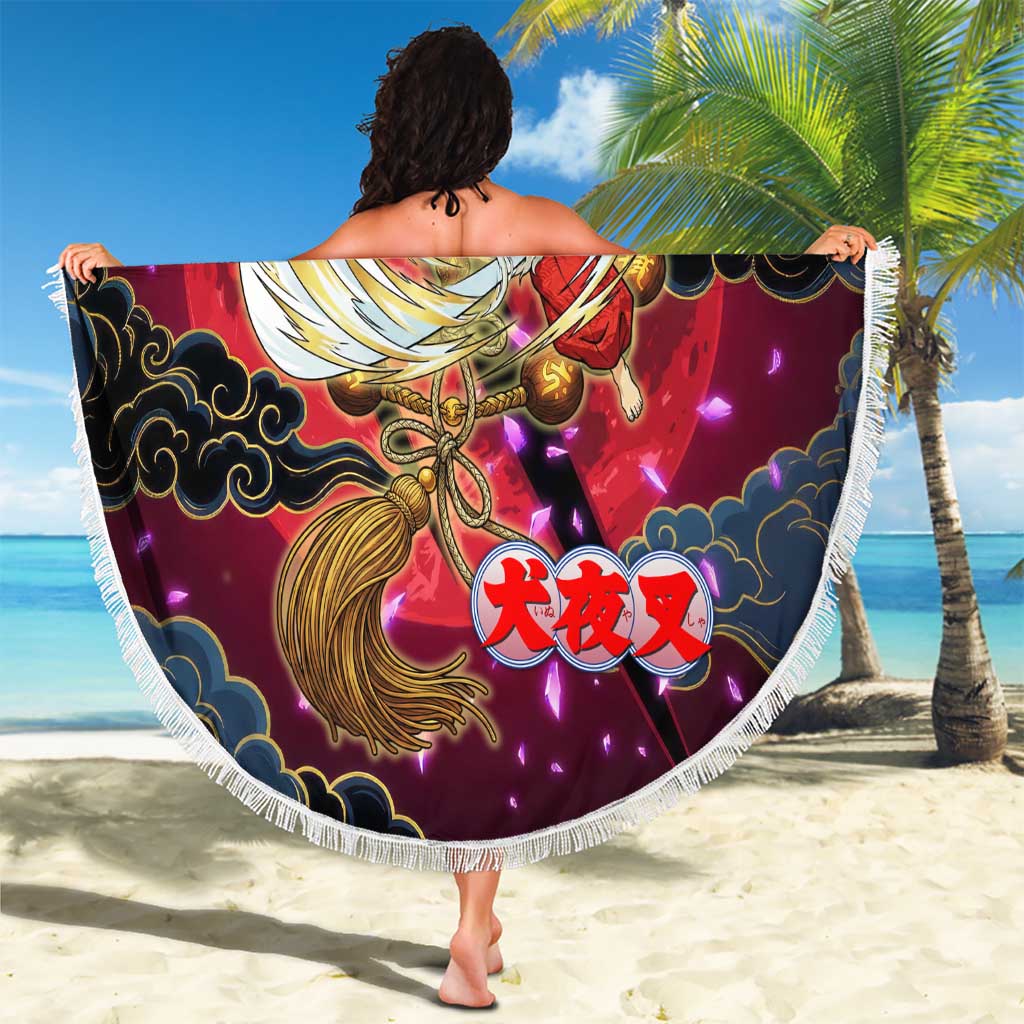 Inuyasha Demon Slayer Warrior Beach Blanket Japanese Tattoo Art Style with Fiery Claw Marks