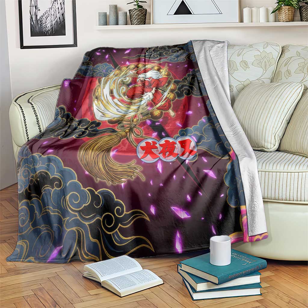 Inuyasha Demon Slayer Warrior Blanket Japanese Tattoo Art Style with Fiery Claw Marks