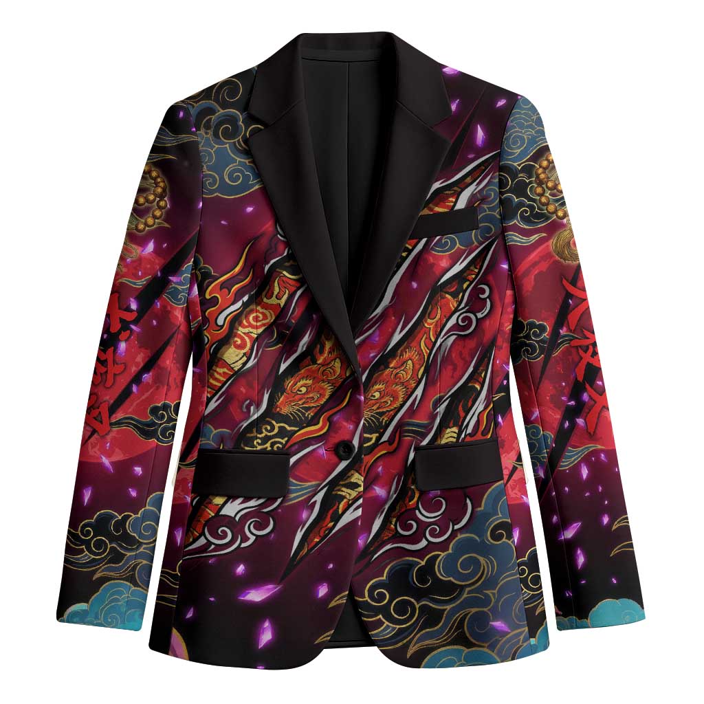 Inuyasha Demon Slayer Warrior Blazer Japanese Tattoo Art Style with Fiery Claw Marks