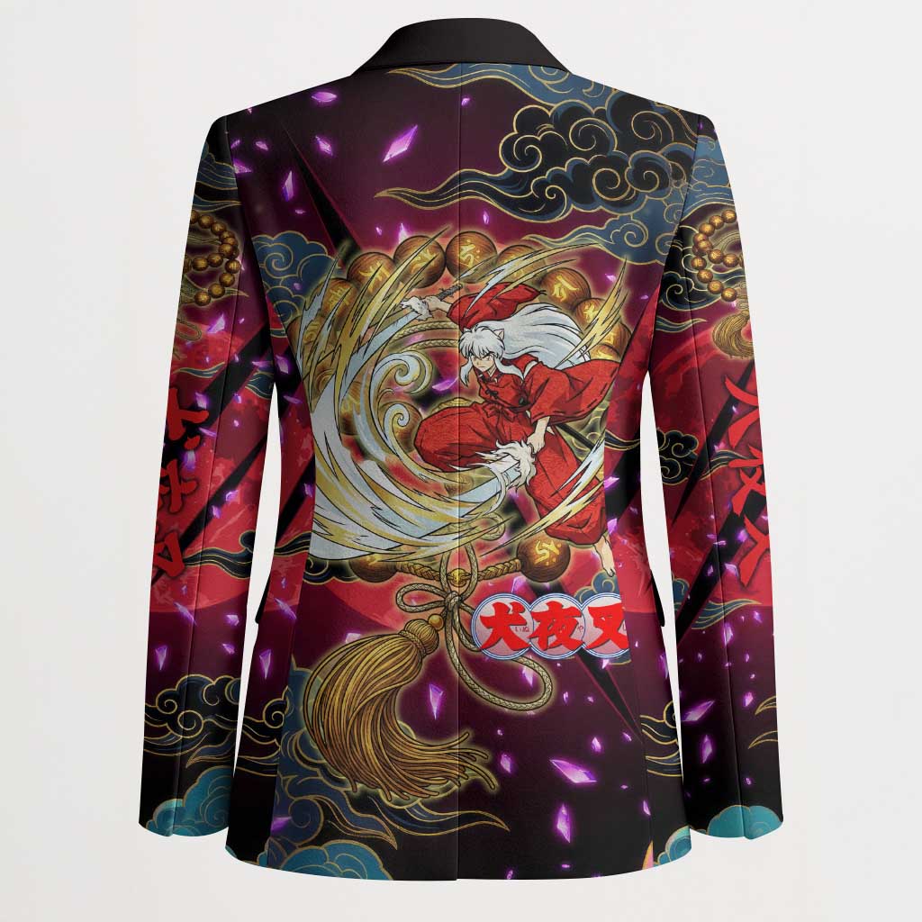 Inuyasha Demon Slayer Warrior Blazer Japanese Tattoo Art Style with Fiery Claw Marks