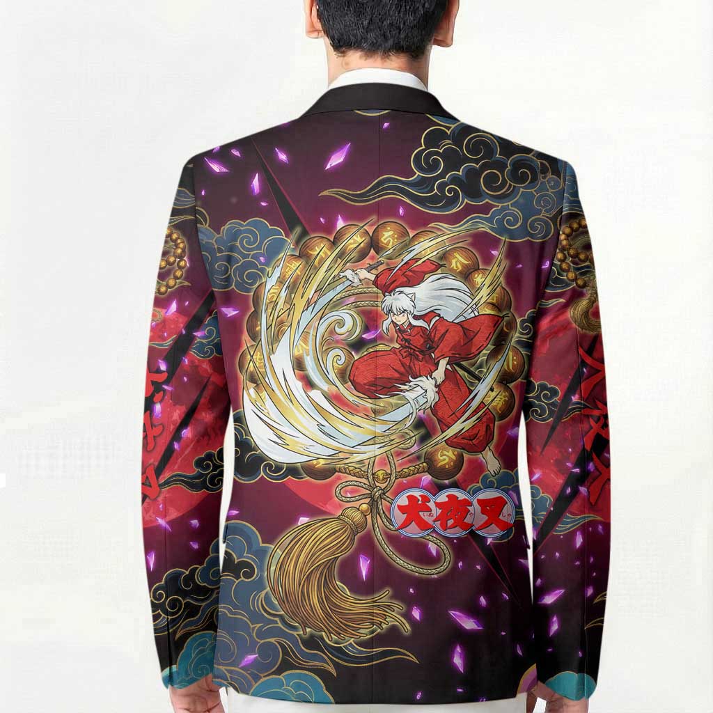 Inuyasha Demon Slayer Warrior Blazer Japanese Tattoo Art Style with Fiery Claw Marks