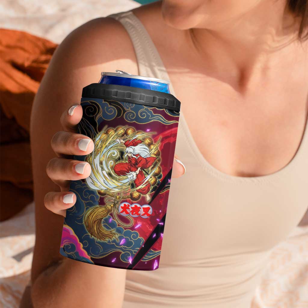 Inuyasha Demon Slayer Warrior 4 in 1 Can Cooler Tumbler Japanese Tattoo Art Style with Fiery Claw Marks
