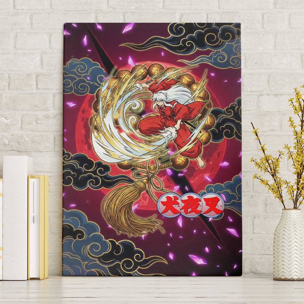 Inuyasha Demon Slayer Warrior Canvas Wall Art Japanese Tattoo Art Style with Fiery Claw Marks
