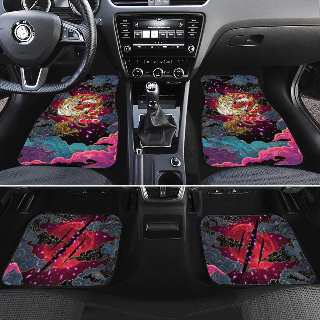 Inuyasha Demon Slayer Warrior Car Mats Japanese Tattoo Art Style with Fiery Claw Marks