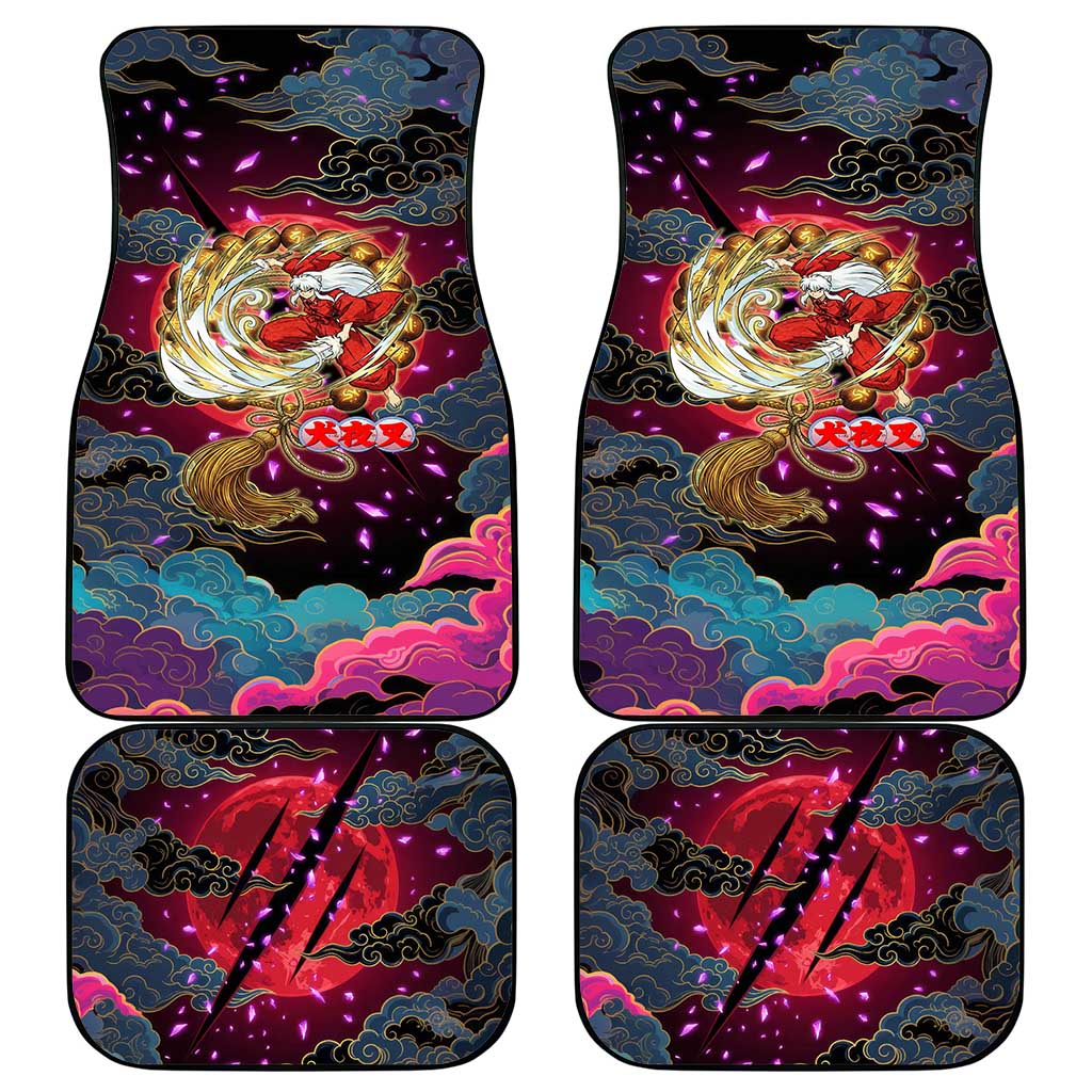 Inuyasha Demon Slayer Warrior Car Mats Japanese Tattoo Art Style with Fiery Claw Marks