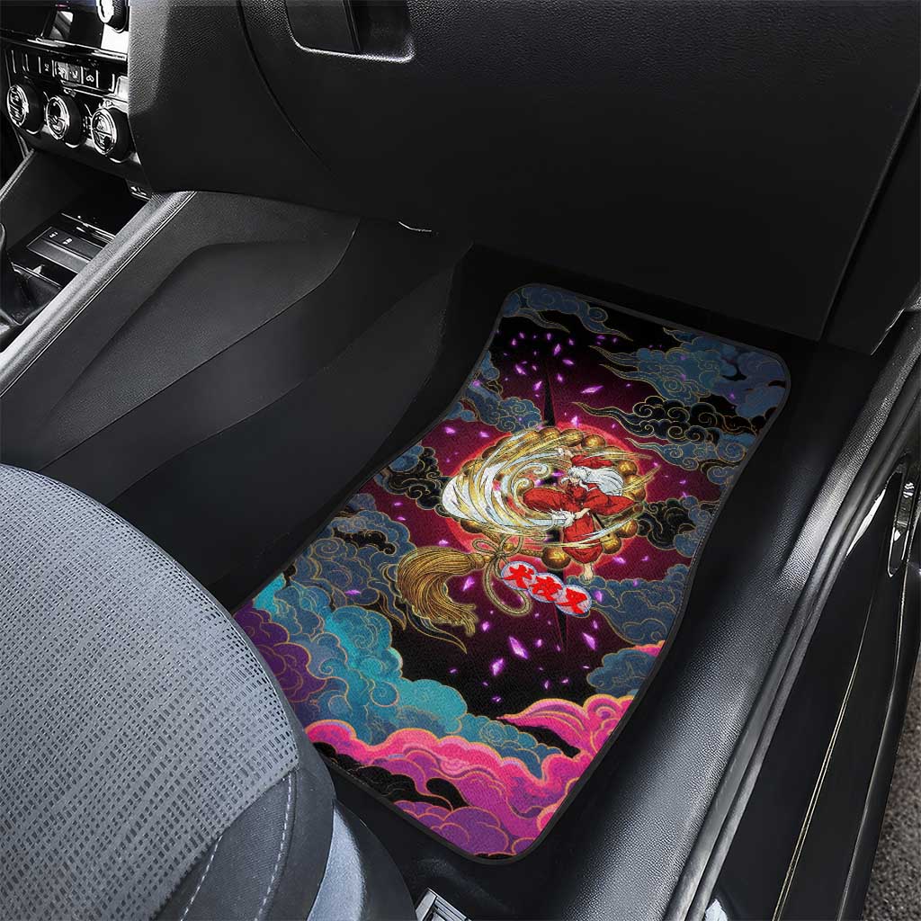 Inuyasha Demon Slayer Warrior Car Mats Japanese Tattoo Art Style with Fiery Claw Marks