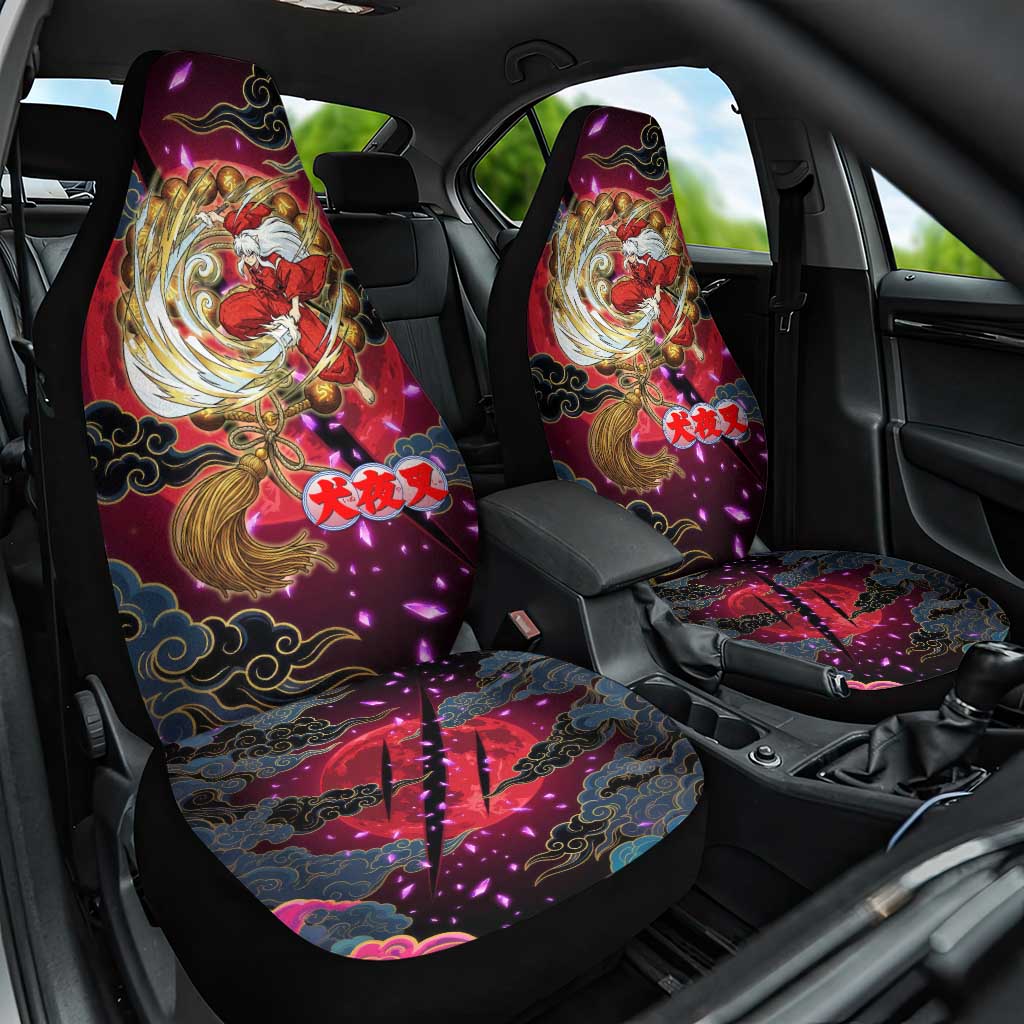 Inuyasha Demon Slayer Warrior Car Seat Cover Japanese Tattoo Art Style with Fiery Claw Marks
