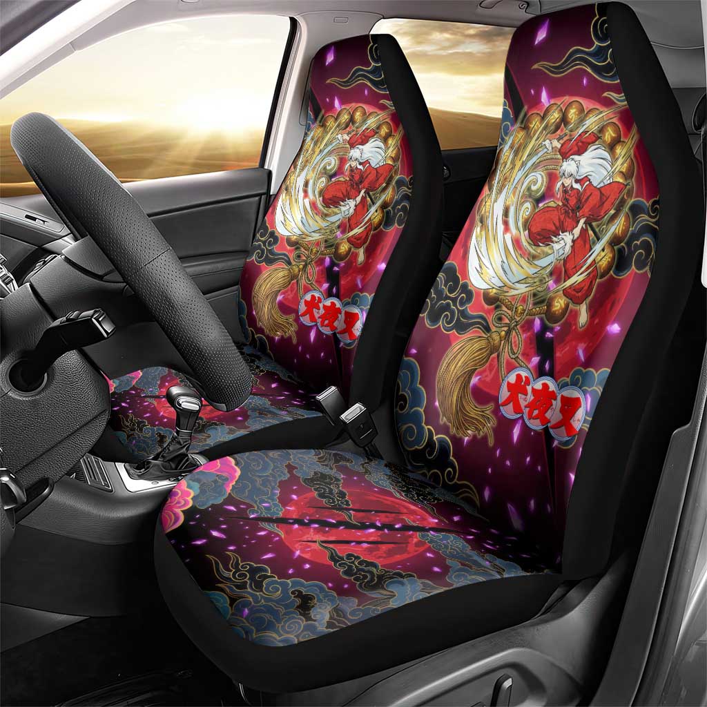Inuyasha Demon Slayer Warrior Car Seat Cover Japanese Tattoo Art Style with Fiery Claw Marks
