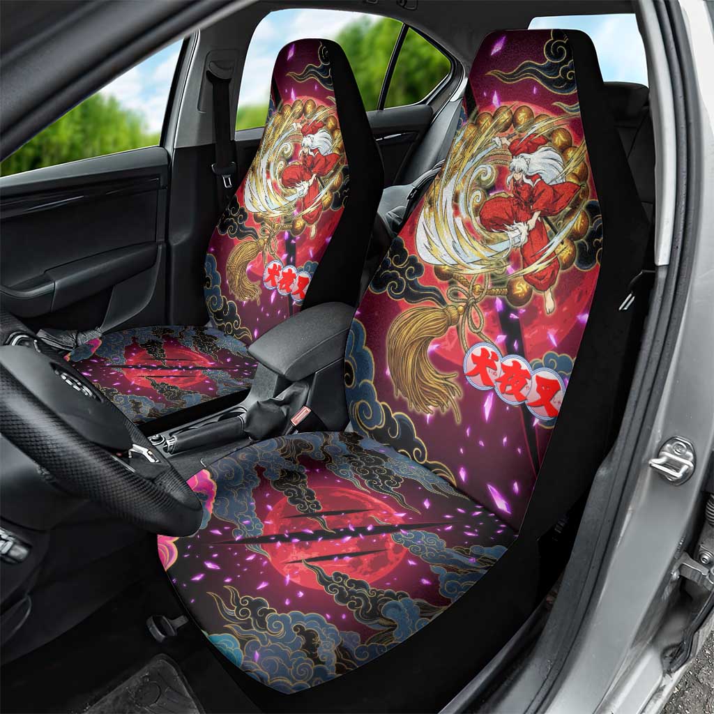 Inuyasha Demon Slayer Warrior Car Seat Cover Japanese Tattoo Art Style with Fiery Claw Marks