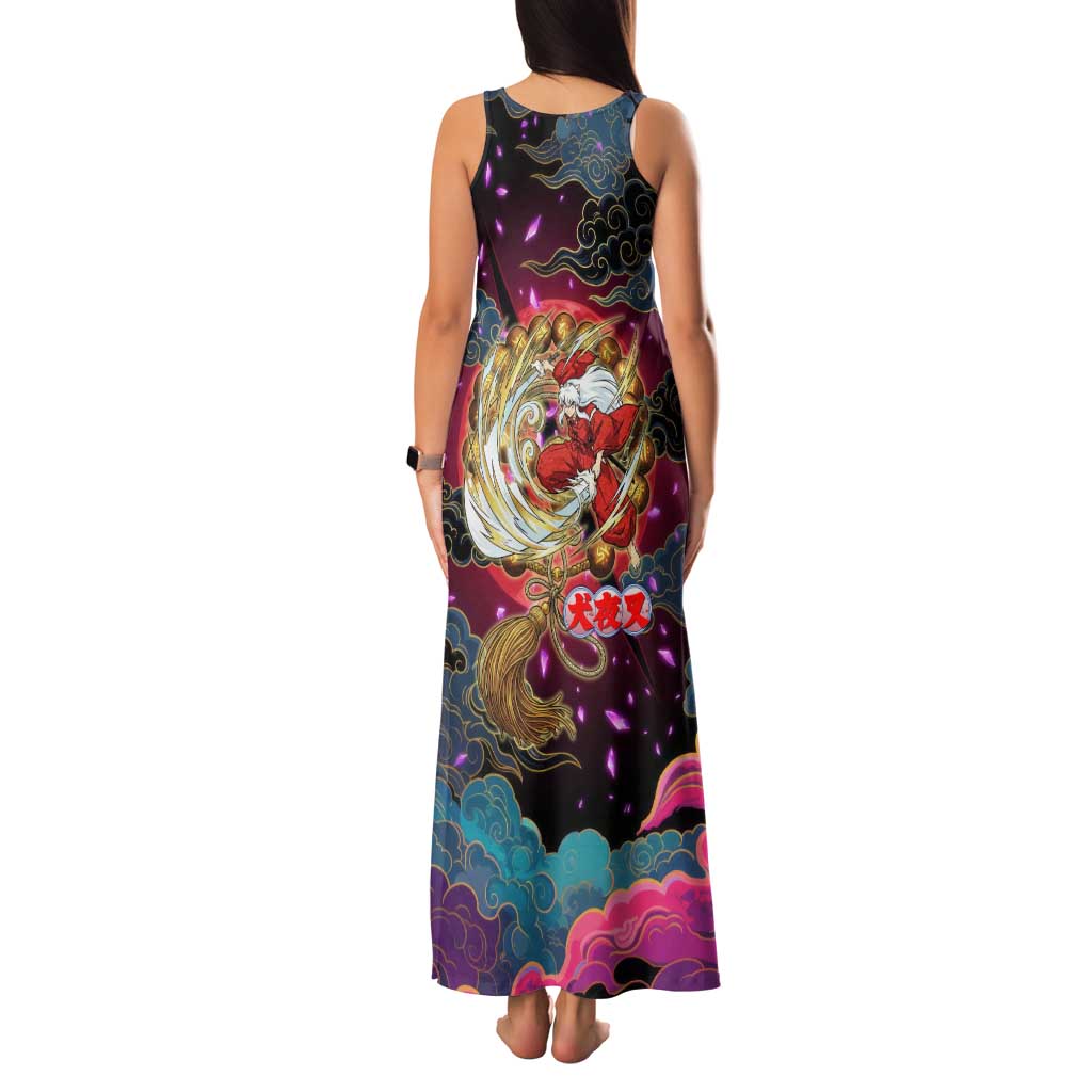 Inuyasha Demon Slayer Warrior Family Matching Tank Maxi Dress and Hawaiian Shirt Japanese Tattoo Art Style with Fiery Claw Marks