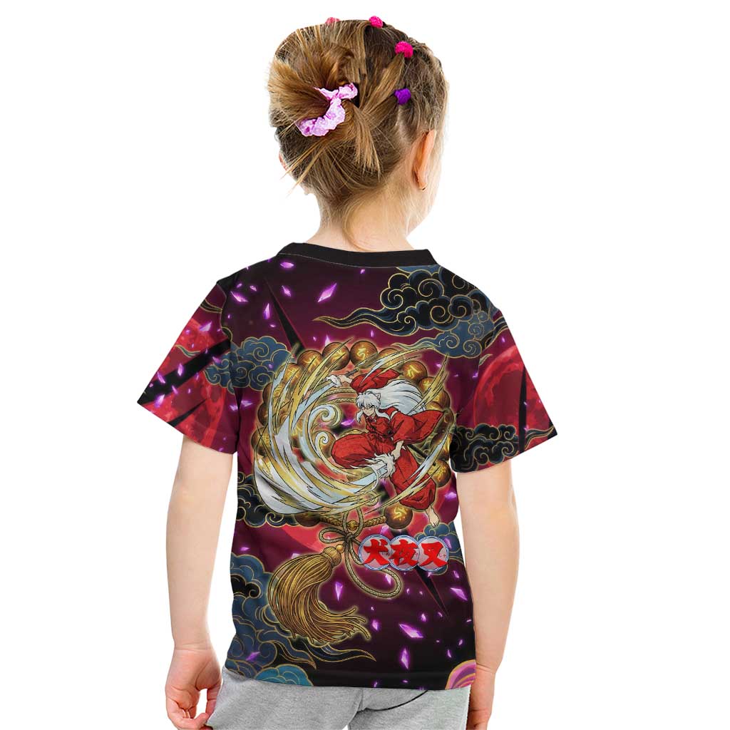 Inuyasha Demon Slayer Warrior Kid T Shirt Japanese Tattoo Art Style with Fiery Claw Marks