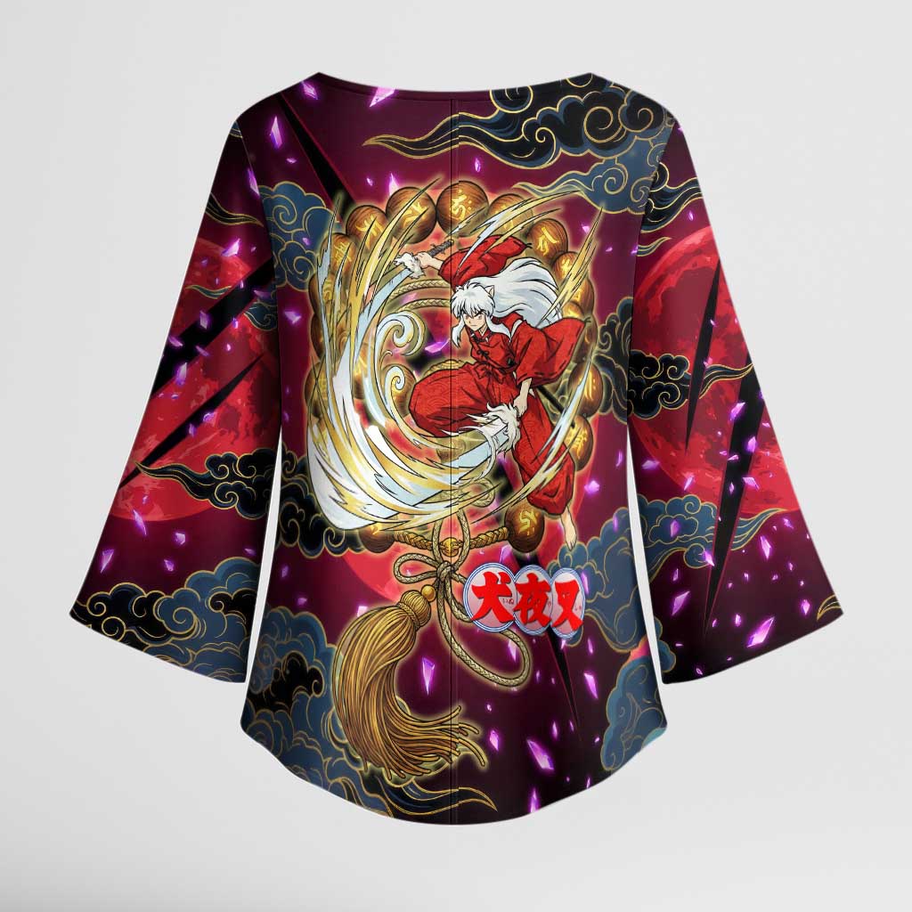 Inuyasha Demon Slayer Warrior Kimono Sleeve Blouse Japanese Tattoo Art Style with Fiery Claw Marks