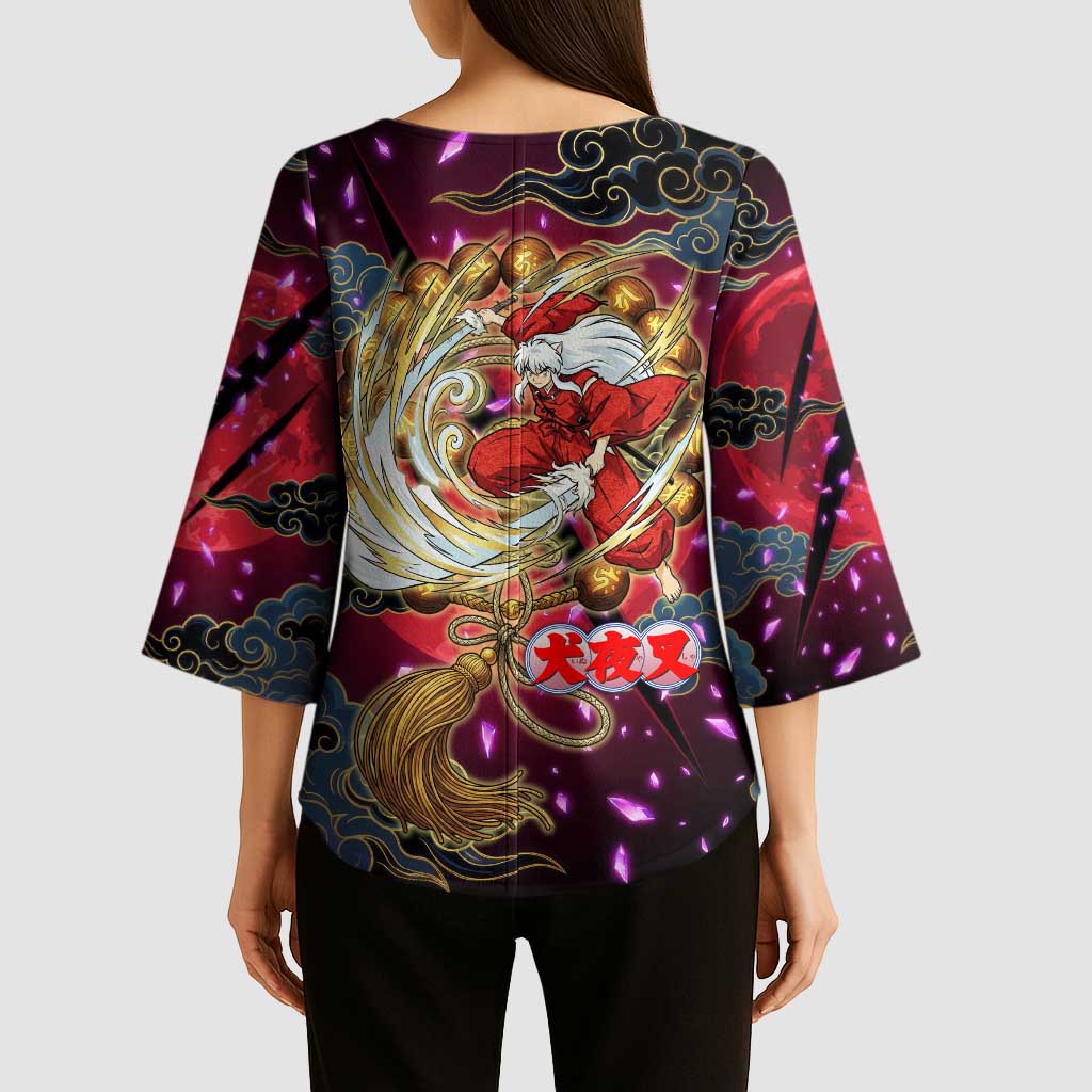 Inuyasha Demon Slayer Warrior Kimono Sleeve Blouse Japanese Tattoo Art Style with Fiery Claw Marks