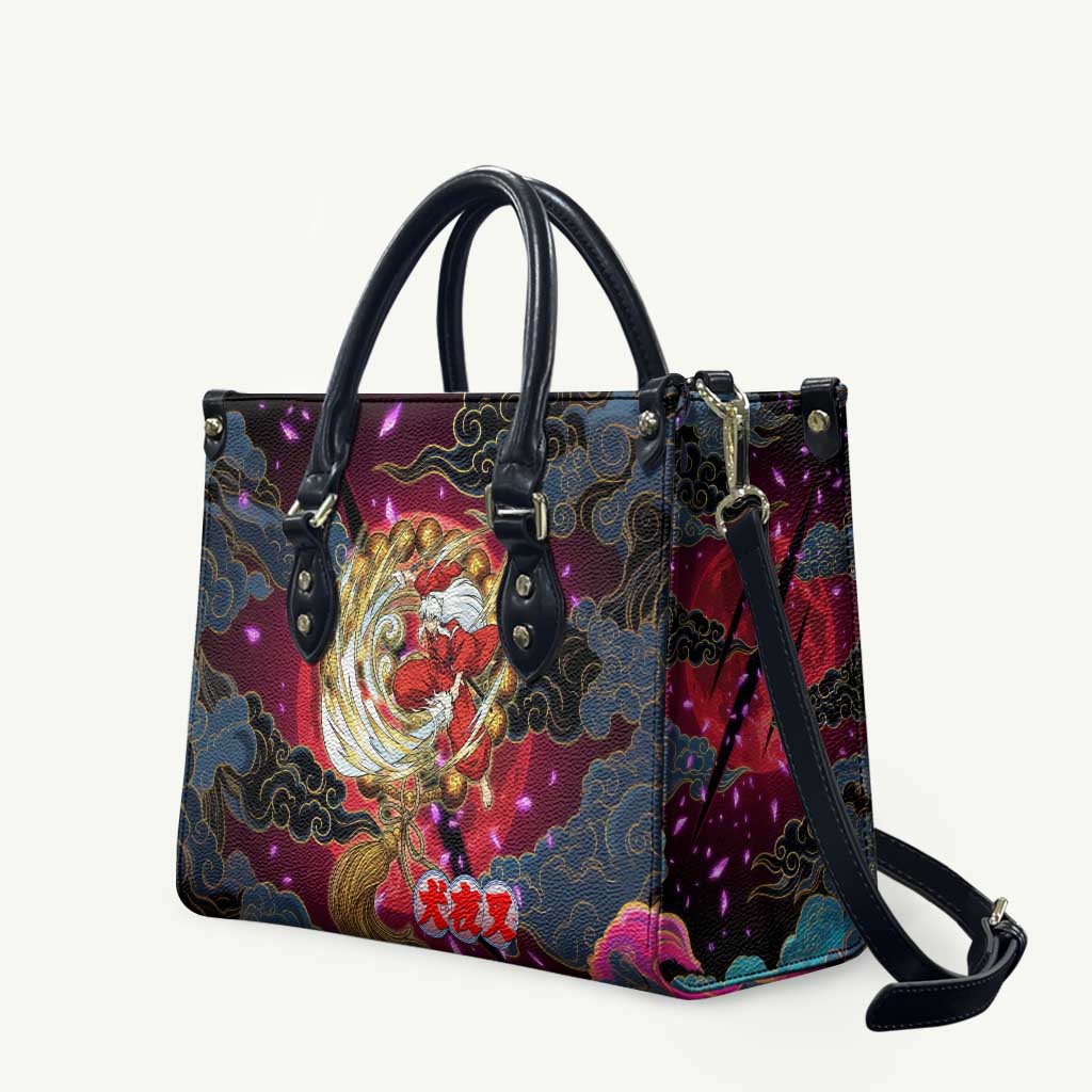 Inuyasha Demon Slayer Warrior Leather Bag Japanese Tattoo Art Style with Fiery Claw Marks